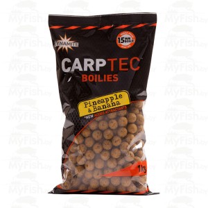 Бойлы тонущие DYNAMITE BAITS Carp-Tec Pineapple & banana 15 мм. 1 кг.