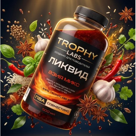 Прикормка рыболовная жидкая TROPHY LABS "Ликвид" вкус Азия Микс, 500 мл, банка ПЭТ с крышкой