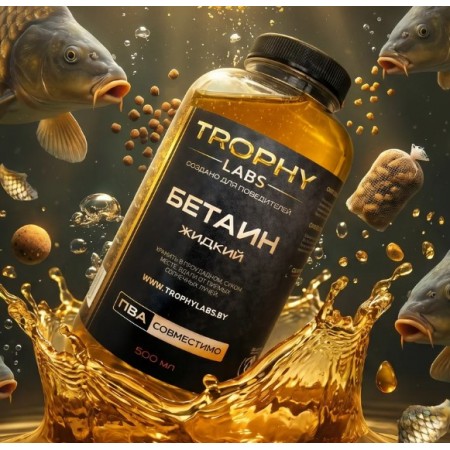 Прикормка рыболовная жидкая TROPHY LABS "Ликвид Бетаин жидкий", банка ПЭТ 500 мл с крышкой (горло 38 мм)
