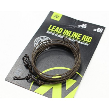 Монтаж на лидкоре для грузила Инлайн VN Tackle Lead inline rig 45lb 60см, 2шт