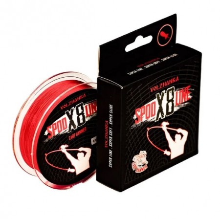 Леска плетеная Carp Hammer "Spod Line X8" 300м/0.20мм 20LB цв. красный