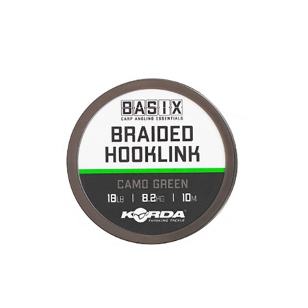 KORDA Поводковый материал Basix Braided Hooklink 18lb 10м Camo green