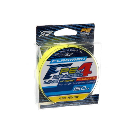 Шнур FLAGMAN PE Hybrid F4 150м Fluo Yellow 0,26мм 12,7кг 28lb