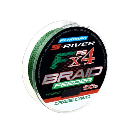 Шнур FLAGMAN S-River Braid PE Hybrid F4 Feeder 100м Grass Camo 0,12мм 7кг