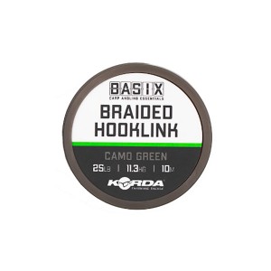 KORDA Поводковый материал Basix Braided Hooklink 25lb 10м Camo green