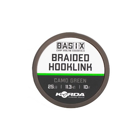 KORDA Поводковый материал Basix Braided Hooklink 25lb 10м Camo green