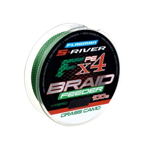 Шнур FLAGMAN S-River Braid PE Hybrid F4 Feeder 100м Grass Camo 0,18мм 11,6кг