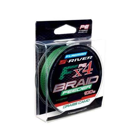 Шнур FLAGMAN S-River Braid PE Hybrid F4 Feeder 100м Grass Camo 0,18мм 11,6кг