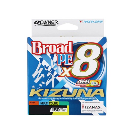 Шнур OWNER Kizuna X8 Broad PE multi color 10м 150м 0,12мм 5,4кг