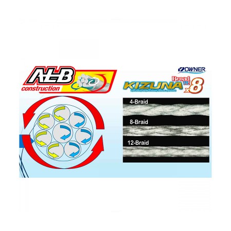 Шнур OWNER Kizuna X8 Broad PE multi color 10м 150м 0,12мм 5,4кг