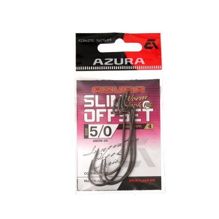 Крючок AZURA Slim Offset Worm Hook №5/0 4шт