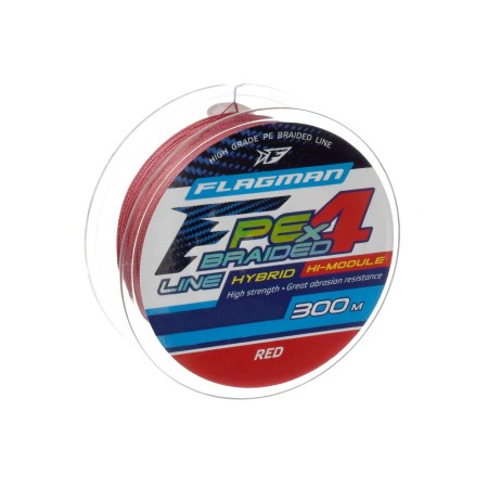 Шнур FLAGMAN PE Hybrid F4 300м Red 0,45мм 29,5кг 65lb