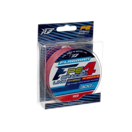 Шнур FLAGMAN PE Hybrid F4 300м Red 0,45мм 29,5кг 65lb