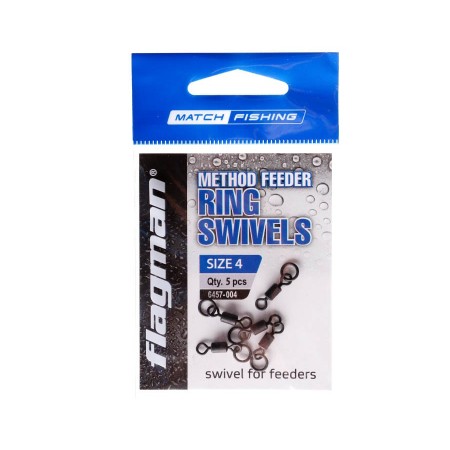 Вертлюжок с кольцом FLAGMAN Flat Feeder Rings Swivels №4 -5шт