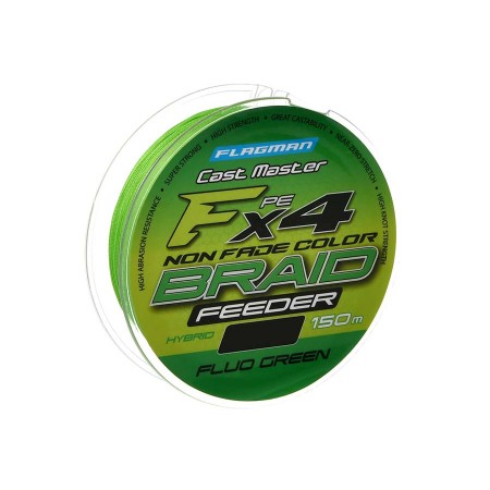 Шнур FLAGMAN Cast Master Feeder Braid F4 150м Fluo Green 0,18мм 11,3кг 25lb