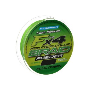 Шнур FLAGMAN Cast Master Feeder Braid F4 150м Fluo Green 0,18мм 11,3кг 25lb