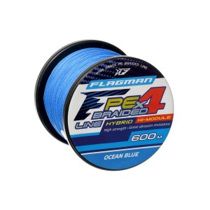Шнур FLAGMAN PE Hybrid F4 600м Ocean Blue 0,45мм 29,5кг 65lb