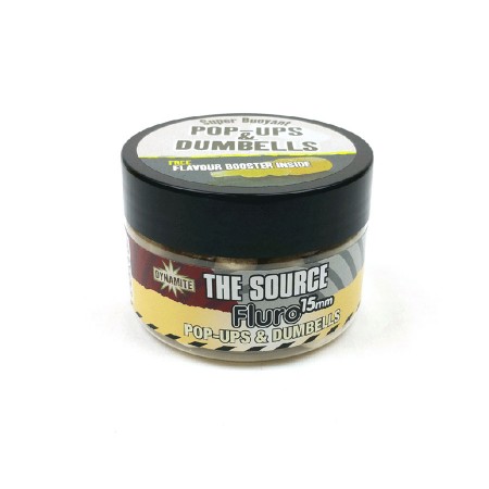 Бойлы плавающие Dynamite Baits 10 мм. Source White Fluro Pop Ups and dumbells