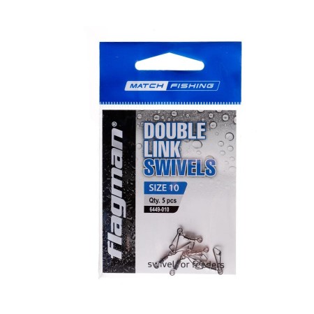 Фидерный двойной вертлюжок FLAGMAN Double Link Swivels # 10- 5шт Фидерный двойной вертлюжок FLAGMAN Double Link Swivels # 10- 5шт