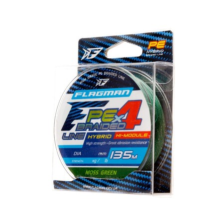 Шнур FLAGMAN PE Hybrid F4 135m MossGreen 0,08mm. 3,6кг/8lb Шнур FLAGMAN PE Hybrid F4 135m MossGreen 0,08mm. 3,6кг/8lb