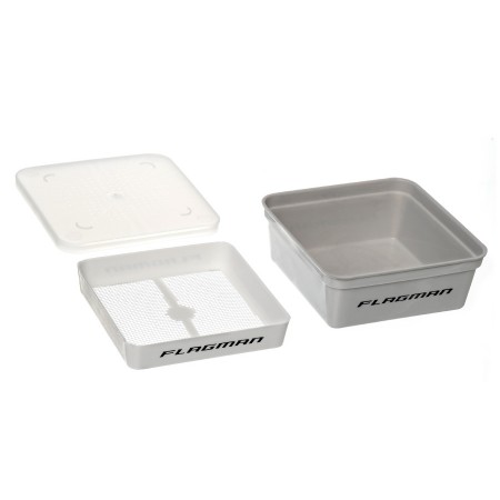 Коробка для наживки+сито+крышка (135x135x55 мм) GREY BOX+COVER+RIDDLE