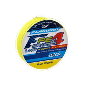 Шнур FLAGMAN PE Hybrid F4 150м Fluo Yellow 0,19мм 10кг 22lb