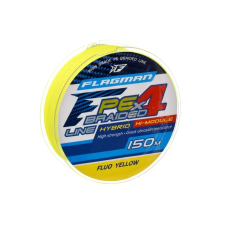 Шнур FLAGMAN PE Hybrid F4 150м Fluo Yellow 0,19мм 10кг 22lb