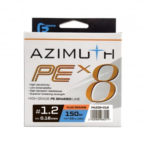 Шнур F-FISHING Azimuth PE X8 150м Orange 0,18мм 8,2кг/18lb