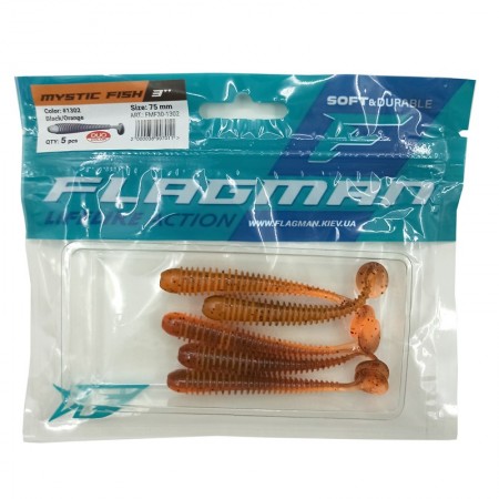 Виброхвост FLAGMAN Mystic Fish 3'' #1302 Black/Orange