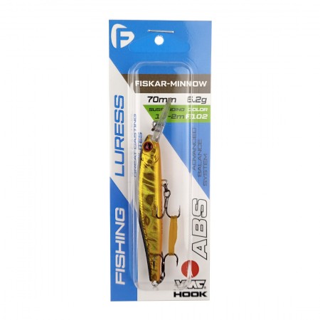 Воблер FLAGMAN Fiskar-Minnow 70DR-SP 6,2г цвет F102 Суспендр