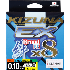 Шнур OWNER Kizuna EX X8 Broad PE multi color 150м 0,1мм 4,5кг