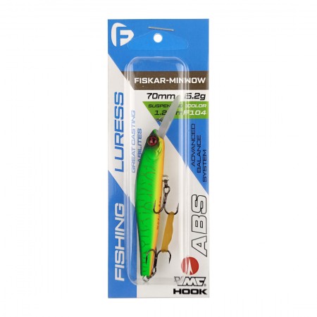Воблер FLAGMAN Fiskar-Minnow 70DR-SP 6,2г цвет F104 Суспендр