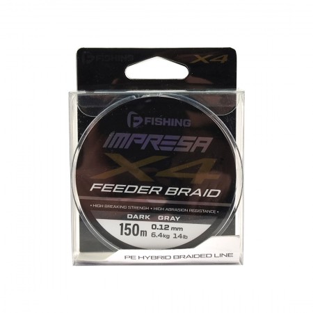 F-FISHING Шнур Impresa Braid PE X4 Feeder 150м Dark Grey 0,12мм 6,4кг/14lb