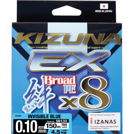 Шнур OWNER Kizuna EX X8 Broad PE invisible blue 150м 0,1мм 4,5кг
