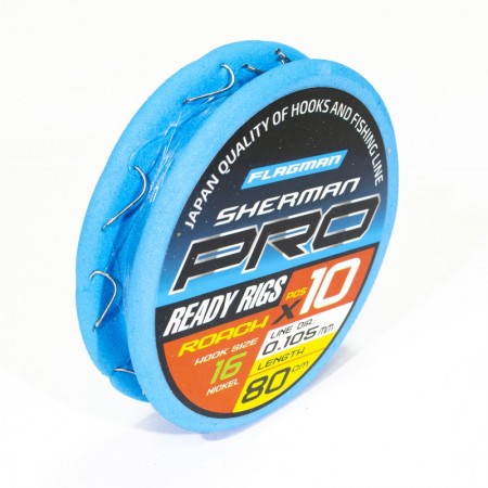 Готовые поводки FLAGMAN Sherman Pro Roach Ready Rigs 0,105,#16,80cm
