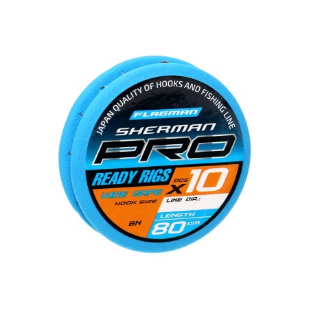Готовые поводки FLAGMAN Sherman Pro Wide Gape Ready Rigs 0,105mm,#16,80cm
