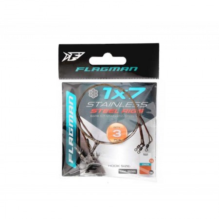 Поводок FLAGMAN X7 с тройником #4 7вол 8кг 30см (3шт)