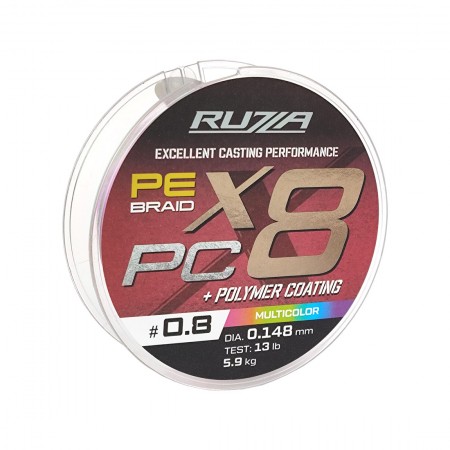 Шнур RUZZA X8 PC 150м Multicolor 0,148мм 5,9кг/13lb
