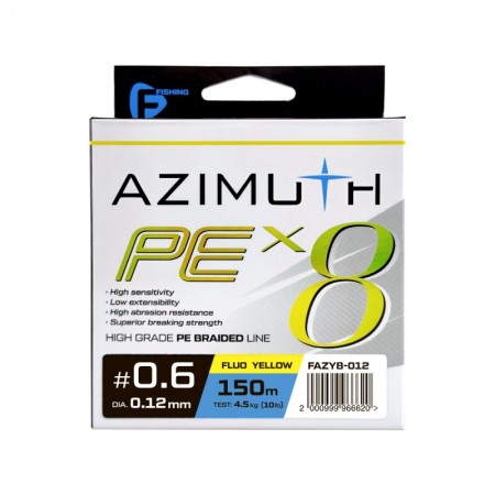 Шнур F-FISHING Azimuth PE X8 150м Fluo Yellow 0,12мм 4,5кг/10lb