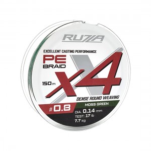 RUZZA Шнур X4 150м Moss Green 0,14мм 7,7кг/17lb