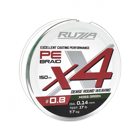 Шнур RUZZA X4 150м Moss Green 0,14мм 7,7кг/17lb
