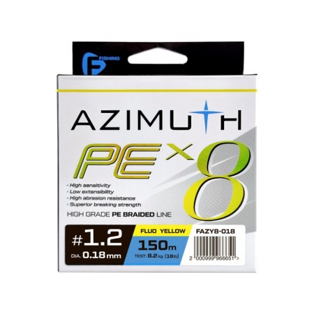 Шнур F-FISHING Azimuth PE X8 150м Fluo Yellow 0,18мм 8,2кг/18lb