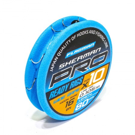 Готовые поводки FLAGMAN Sherman Pro Wide Gape Ready Rigs 0,105mm,#16,80cm