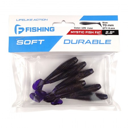 Виброхвост F-FISHING Mystic Fish Fat 2,8" #105 Violet 7см 6шт
