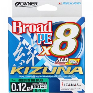 Шнур OWNER Kizuna X8 Broad PE green 135м 0,12мм 5,4кг
