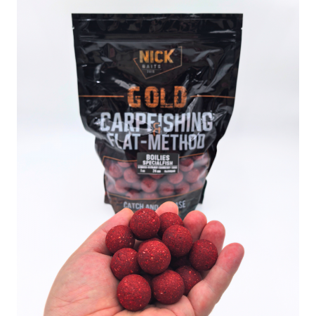 Прикормка рыболовная бойлы растворимые NICK BAITS GOLD "SF 24 мм" Клубника; 1 кг