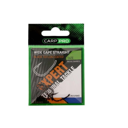 Крючки Карповые CARP PRO Wide Gape Straight BT Series № 4 Black Teflon