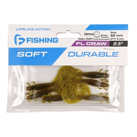 Рак FLAGMAN FL Craw 2,5" #2027 Green Pumpkin/Lime Chartreuse
