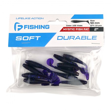 Виброхвост F-FISHING Mystic Fish Fat 2" #105 Violet 5см 10шт Виброхвост F-FISHING Mystic Fish Fat 2" #105 Violet 5см 10шт