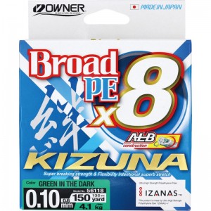 Шнур OWNER Kizuna X8 Broad PE green 135м 0,1мм 4,1кг